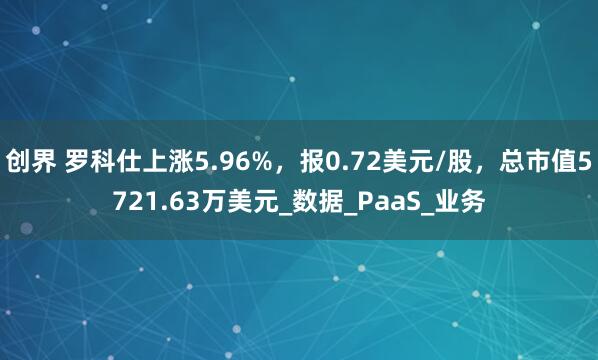 创界 罗科仕上涨5.96%，报0.72美元/股，总市值5721.63万美元_数据_PaaS_业务