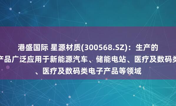港盛国际 星源材质(300568.SZ)：生产的锂离子电池隔膜产品广泛应用于新能源汽车、储能电站、医疗及数码类电子产品等领域